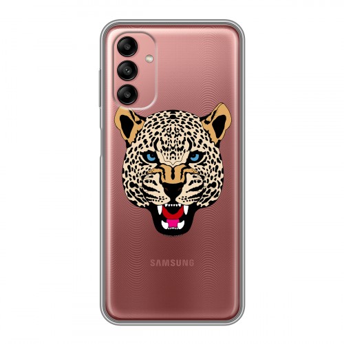 Дизайнерский силиконовый чехол для Samsung Galaxy A04s Прозрачные леопарды