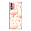 Дизайнерский силиконовый чехол для Samsung Galaxy A04s Розовые фламинго