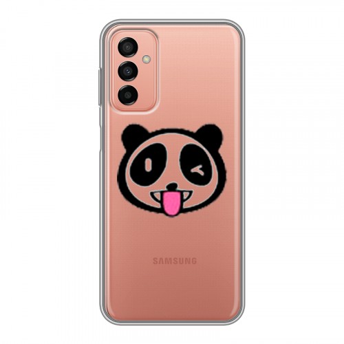 Полупрозрачный дизайнерский силиконовый чехол для Samsung Galaxy M23 5G Прозрачные панды - смайлики