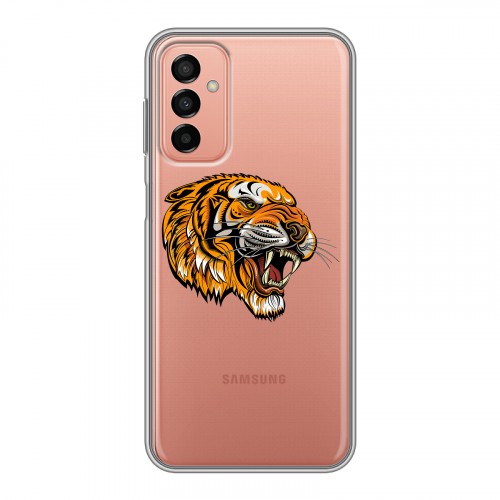Полупрозрачный дизайнерский силиконовый чехол для Samsung Galaxy M23 5G Прозрачный тигр
