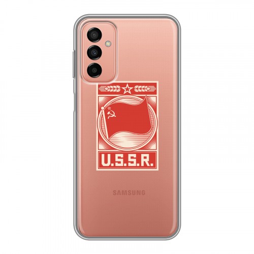 Полупрозрачный дизайнерский силиконовый чехол для Samsung Galaxy M23 5G Флаг СССР