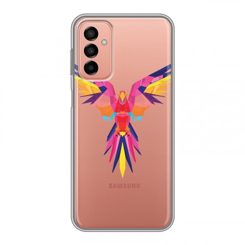 Полупрозрачный дизайнерский силиконовый чехол для Samsung Galaxy M23 5G Прозрачные попугаи