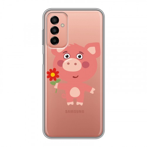Полупрозрачный дизайнерский силиконовый с усиленными углами чехол для Samsung Galaxy M23 5G Прозрачные свинки