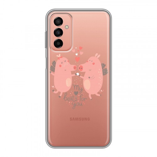 Полупрозрачный дизайнерский силиконовый чехол для Samsung Galaxy M23 5G Прозрачные свинки