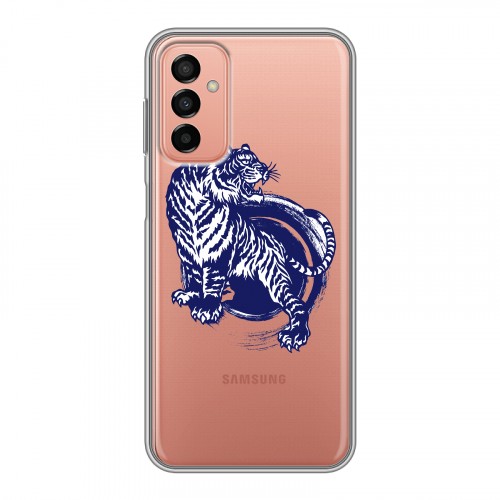 Полупрозрачный дизайнерский силиконовый с усиленными углами чехол для Samsung Galaxy M23 5G Прозрачные тигры