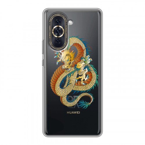Полупрозрачный дизайнерский пластиковый чехол для Huawei Nova 10 Прозрачные Драконы