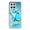 Дизайнерский силиконовый с усиленными углами чехол для Huawei Honor X6 Бабочки голубые