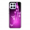 Дизайнерский силиконовый с усиленными углами чехол для Huawei Honor X6 Бабочки фиолетовые