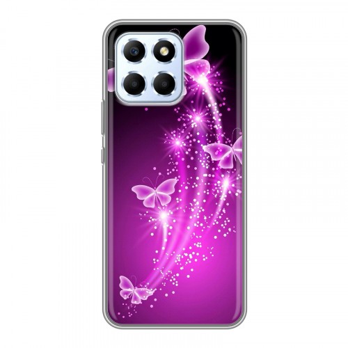 Дизайнерский пластиковый чехол для Huawei Honor X6 Бабочки фиолетовые