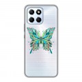 Полупрозрачный дизайнерский силиконовый с усиленными углами чехол для Huawei Honor X6 прозрачные Бабочки 