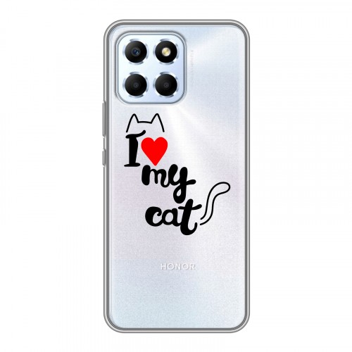 Полупрозрачный дизайнерский пластиковый чехол для Huawei Honor X6 Прозрачные кошки