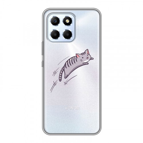 Полупрозрачный дизайнерский пластиковый чехол для Huawei Honor X6 Прозрачные кошки