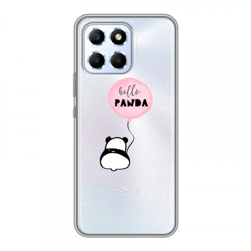 Полупрозрачный дизайнерский пластиковый чехол для Huawei Honor X6 Прозрачные панды - смайлики