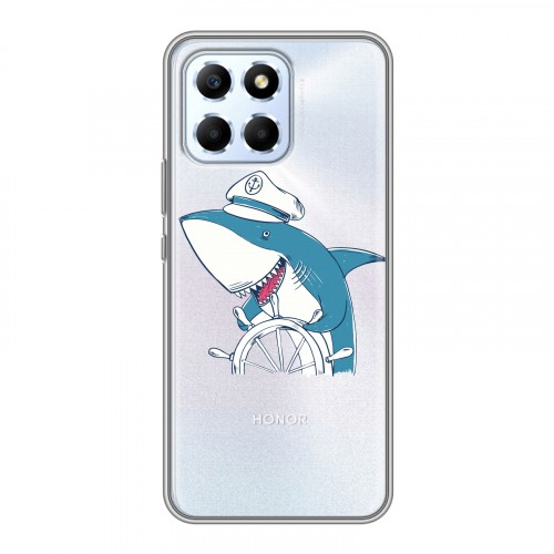 Полупрозрачный дизайнерский пластиковый чехол для Huawei Honor X6 Прозрачные акулы