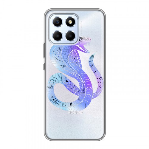 Полупрозрачный дизайнерский силиконовый с усиленными углами чехол для Huawei Honor X6 Прозрачные змеи