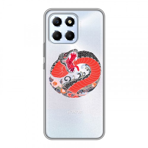 Полупрозрачный дизайнерский силиконовый чехол для Huawei Honor X6 Прозрачные змеи