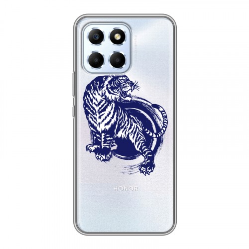 Полупрозрачный дизайнерский пластиковый чехол для Huawei Honor X6 Прозрачные тигры