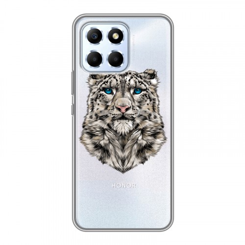Полупрозрачный дизайнерский пластиковый чехол для Huawei Honor X6 Прозрачные леопарды
