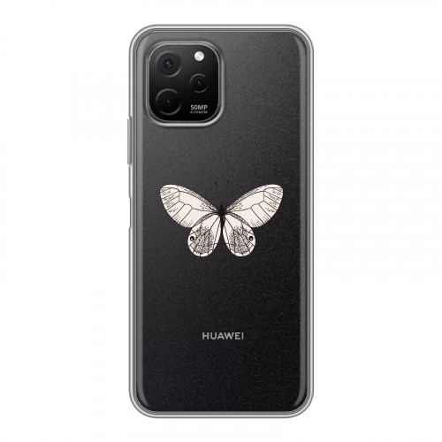 Полупрозрачный дизайнерский силиконовый чехол для Huawei Nova Y61 прозрачные Бабочки 