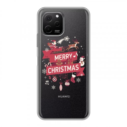 Полупрозрачный дизайнерский силиконовый с усиленными углами чехол для Huawei Nova Y61 Новый год