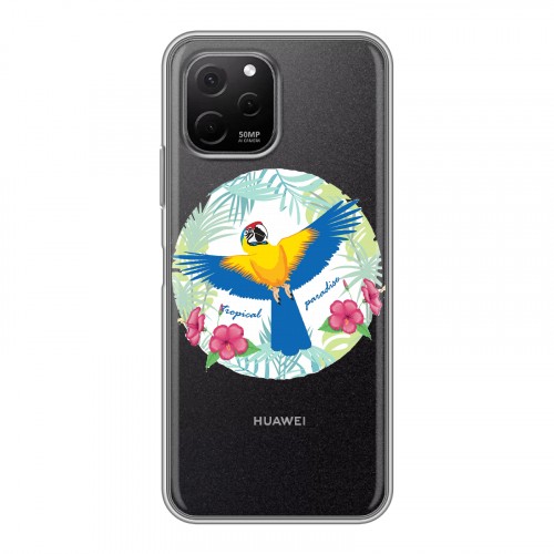Полупрозрачный дизайнерский пластиковый чехол для Huawei Nova Y61 Прозрачные попугаи