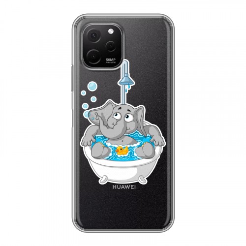 Полупрозрачный дизайнерский силиконовый чехол для Huawei Nova Y61 Прозрачные слоны