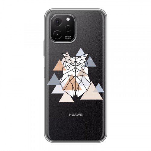 Полупрозрачный дизайнерский пластиковый чехол для Huawei Nova Y61 Прозрачные совы
