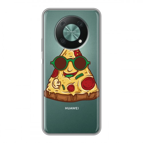 Полупрозрачный дизайнерский пластиковый чехол для Huawei Nova Y90 Прозрачная Пицца