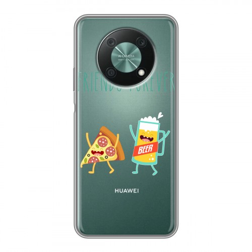 Полупрозрачный дизайнерский пластиковый чехол для Huawei Nova Y90 Прозрачная Пицца