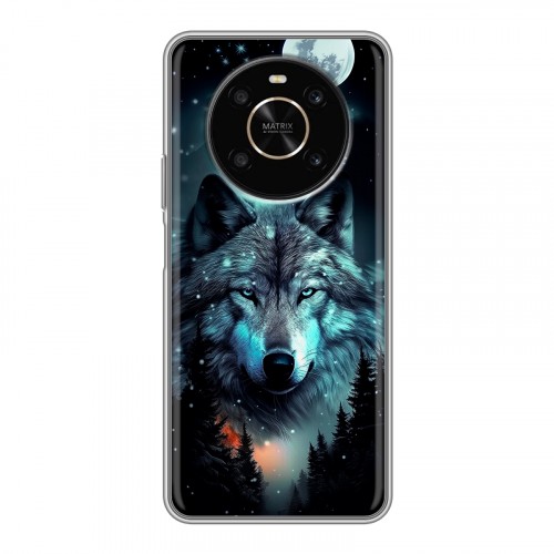 Дизайнерский силиконовый чехол для Huawei Honor X9 Волк и луна