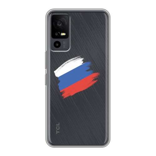 Полупрозрачный дизайнерский пластиковый чехол для TCL 40R 5G Российский флаг