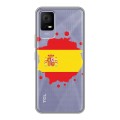 Полупрозрачный дизайнерский силиконовый с усиленными углами чехол для TCL 405 флаг Испании