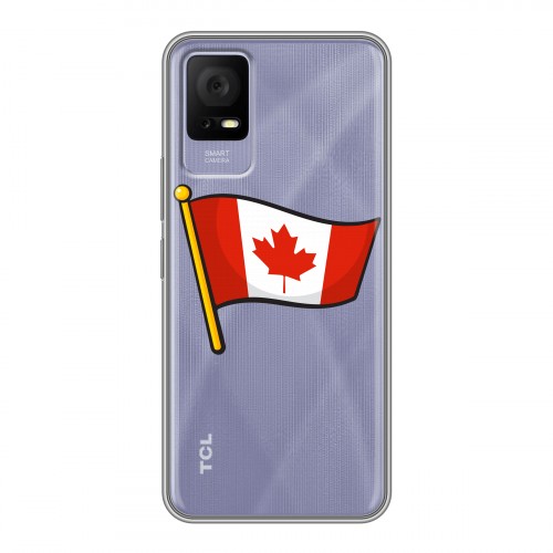 Полупрозрачный дизайнерский пластиковый чехол для TCL 405 Флаг Канады