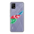 Полупрозрачный дизайнерский пластиковый чехол для TCL 405 Флаг Азербайджана