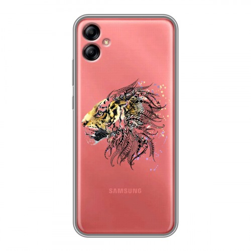 Полупрозрачный дизайнерский пластиковый чехол для Samsung Galaxy A04e Прозрачные тигры