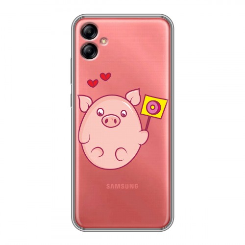 Полупрозрачный дизайнерский пластиковый чехол для Samsung Galaxy A04e Прозрачные свинки