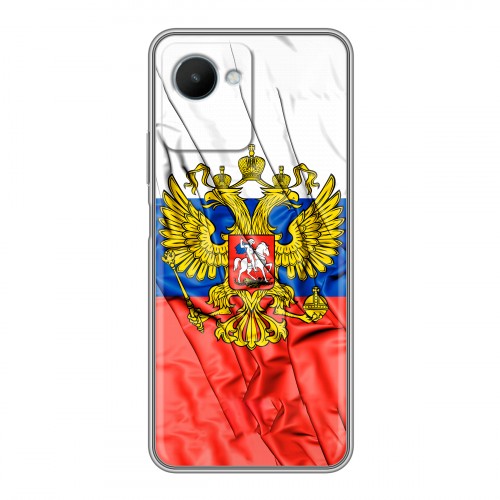Дизайнерский силиконовый чехол для Realme C30s Российский флаг