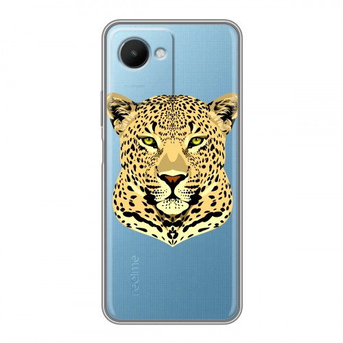 Дизайнерский силиконовый чехол для Realme C30s Прозрачные леопарды