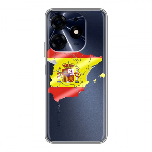 Полупрозрачный дизайнерский пластиковый чехол для Tecno Spark 10 Pro флаг Испании