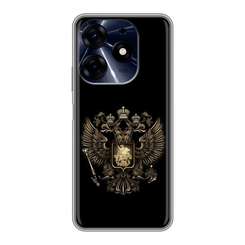 Дизайнерский силиконовый чехол для Tecno Spark 10 Pro герб России золотой