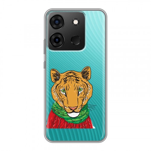 Полупрозрачный дизайнерский пластиковый чехол для Infinix Smart 7 Прозрачные тигры