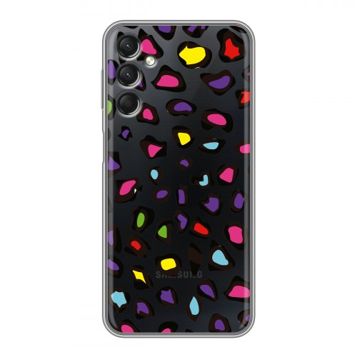 Полупрозрачный дизайнерский силиконовый с усиленными углами чехол для Samsung Galaxy A24 4G Прозрачные леопарды
