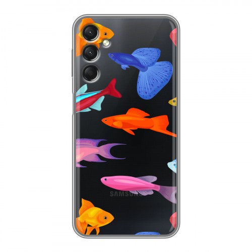 Полупрозрачный дизайнерский пластиковый чехол для Samsung Galaxy A24 4G Прозрачные рыбы