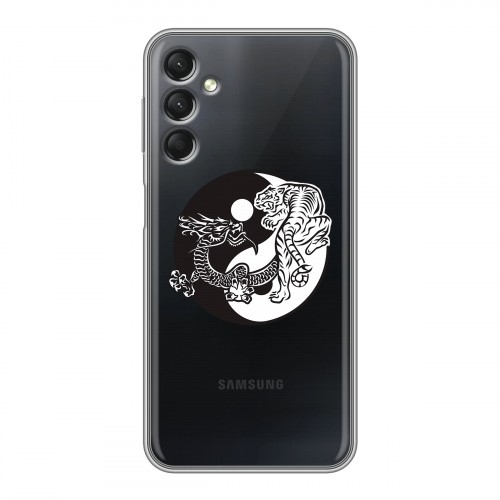 Полупрозрачный дизайнерский силиконовый чехол для Samsung Galaxy A24 4G Прозрачные тигры