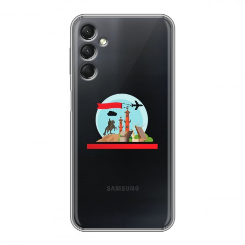 Полупрозрачный дизайнерский силиконовый с усиленными углами чехол для Samsung Galaxy A24 4G Санкт-Петербург