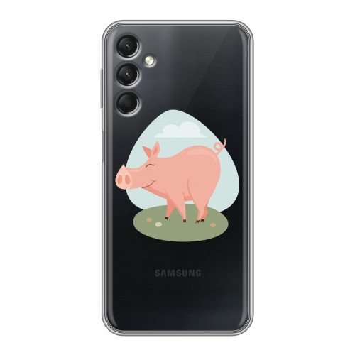 Полупрозрачный дизайнерский силиконовый с усиленными углами чехол для Samsung Galaxy A24 4G Прозрачные свинки