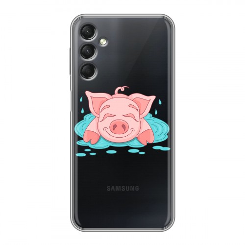 Полупрозрачный дизайнерский силиконовый с усиленными углами чехол для Samsung Galaxy A24 4G Прозрачные свинки