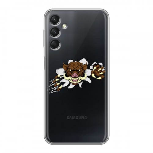 Полупрозрачный дизайнерский пластиковый чехол для Samsung Galaxy A24 4G Прозрачные свинки