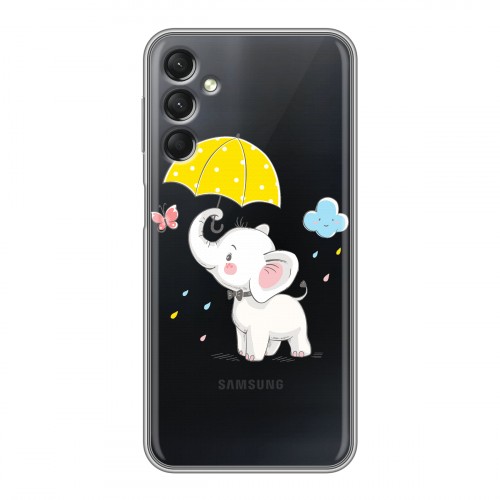 Полупрозрачный дизайнерский пластиковый чехол для Samsung Galaxy A24 4G Прозрачные слоны