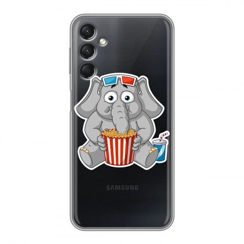 Полупрозрачный дизайнерский пластиковый чехол для Samsung Galaxy A24 4G Прозрачные слоны